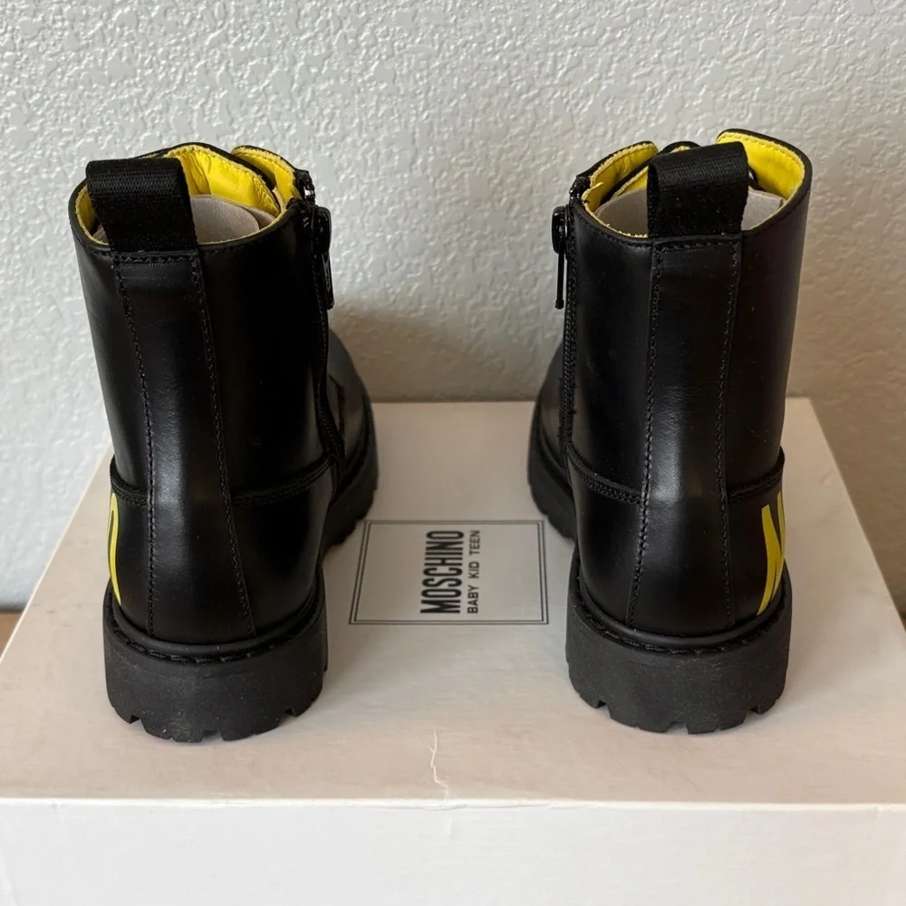 Moschino Kids Bold Black and Yellow Boots 11.5 US 29 EU